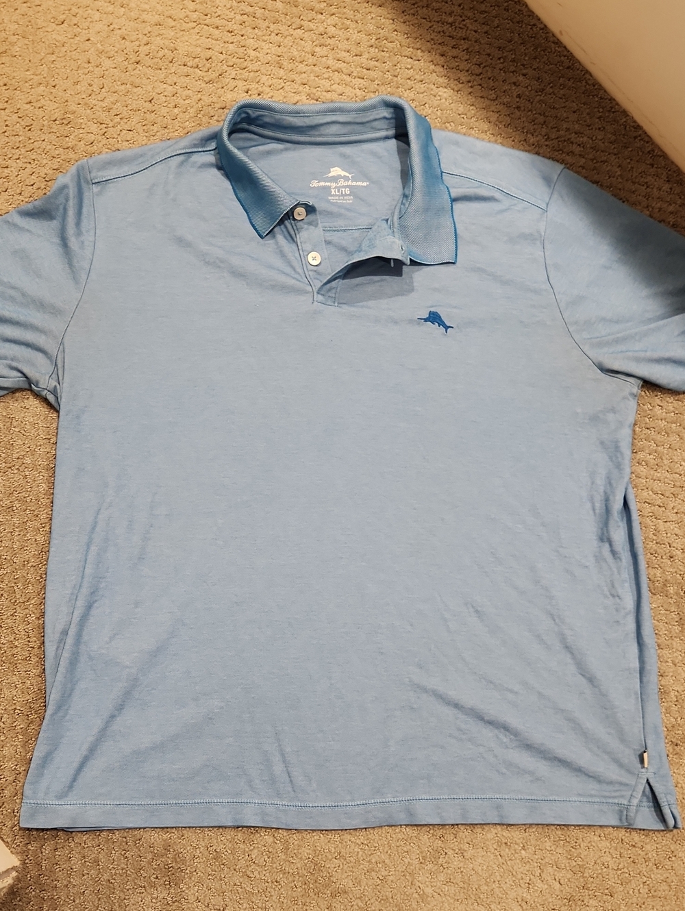 Tommy Bahama Light Blue Polo with Navy Embroidered Marlin XL